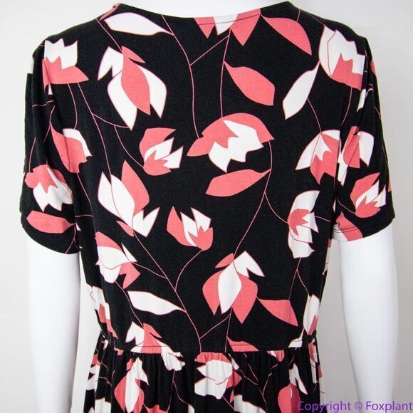 Modcloth black pink floral print short‎ sleeve dress, 1X - Picture 6 of 16